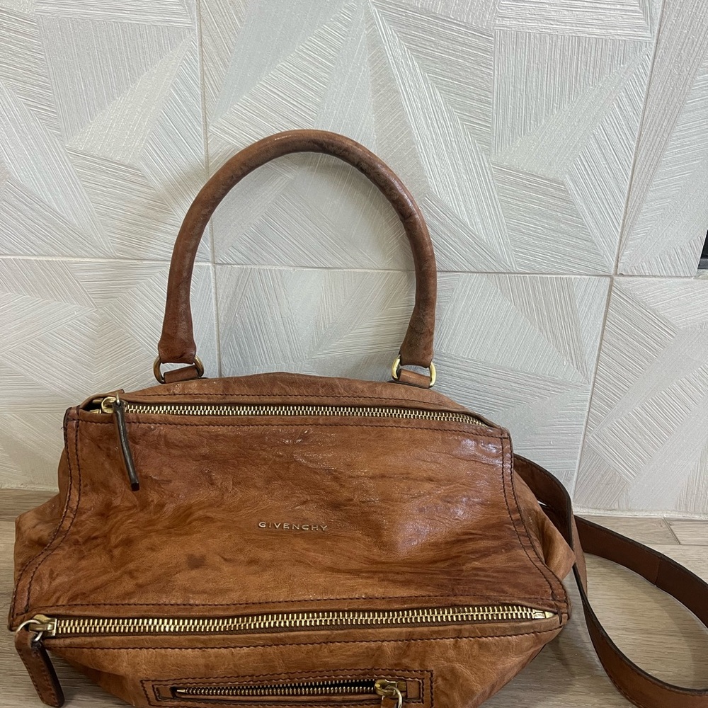 Givenchy Tan/Cognac Pandora Tumbled Leather Satchel Women's Bag